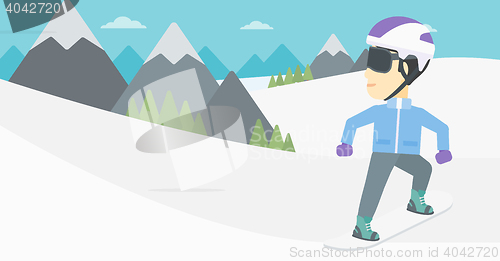 Image of Young man snowboarding vector illustration.