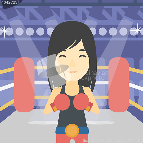 Image of Confident boxer in gloves vector illustration.