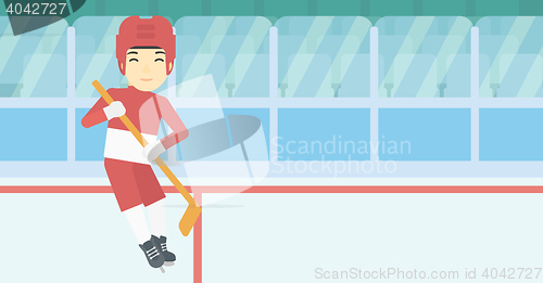 Image of Ice hockey player with stick vector illustration.