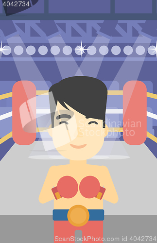 Image of Confident boxer in gloves vector illustration.