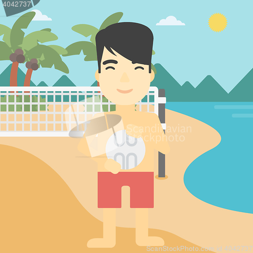 Image of Beach volleyball player vector illustration.