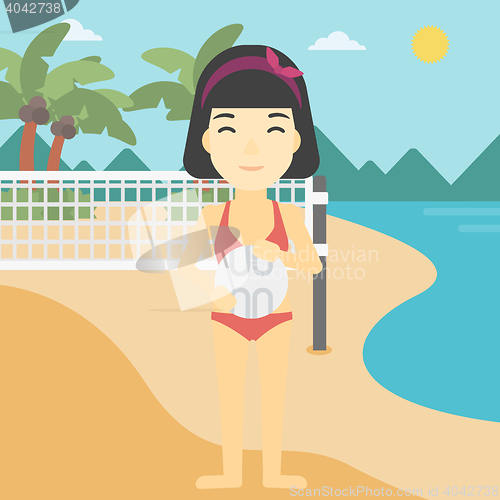 Image of Beach volleyball player vector illustration.