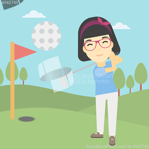 Image of Golfer hitting the ball vector illustration.