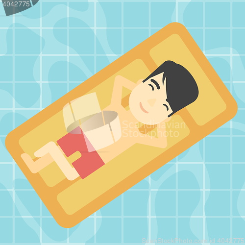 Image of Man relaxing in swimming pool vector illustration.