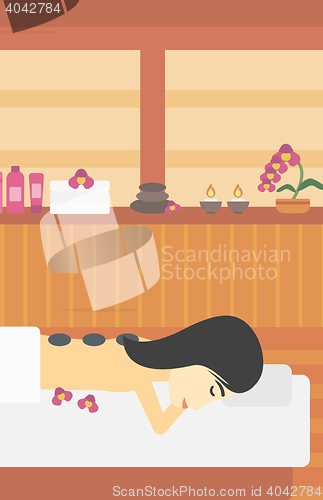 Image of Woman getting stone therapy vector illustration.