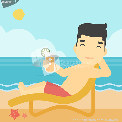 Image of Man sitting in chaise longue vector illustration.