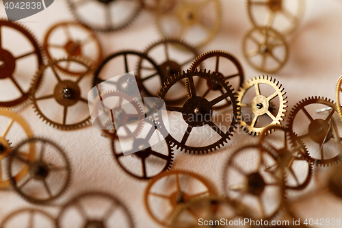 Image of Detail of clock parts for restoration