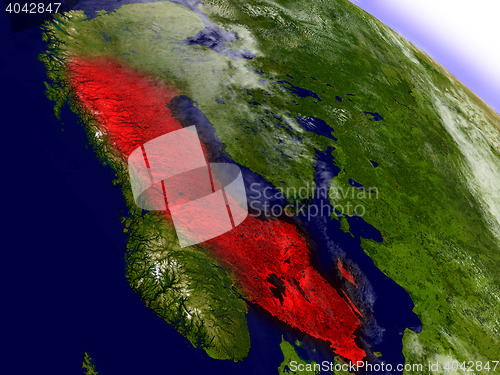 Image of Sweden from space highlighted in red