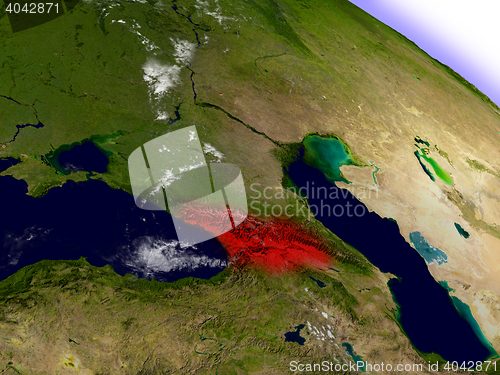 Image of Georgia from space highlighted in red