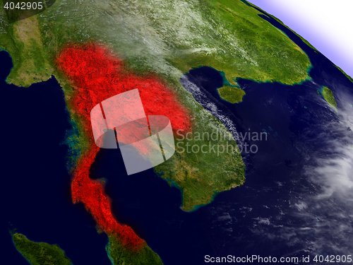 Image of Thailand from space highlighted in red
