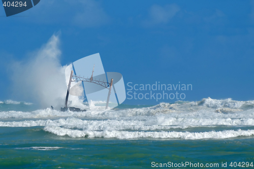 Image of Storm at sea and sunken ship wreck