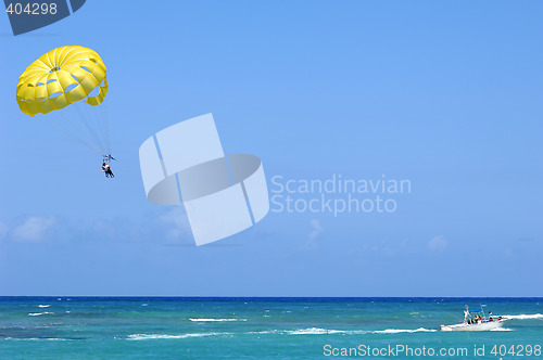 Image of Parasailing over the caribbean sea.