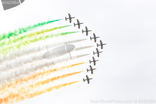 Image of LEEUWARDEN, THE NETHERLANDS-JUNE 10, 2016: Italian aerobatic tea