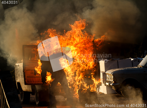 Image of car explosion on a show