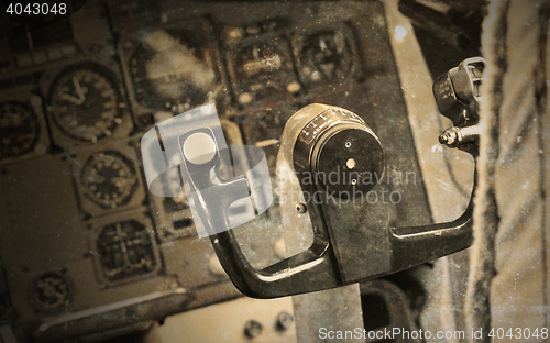 Image of Center console and throttles in airplane