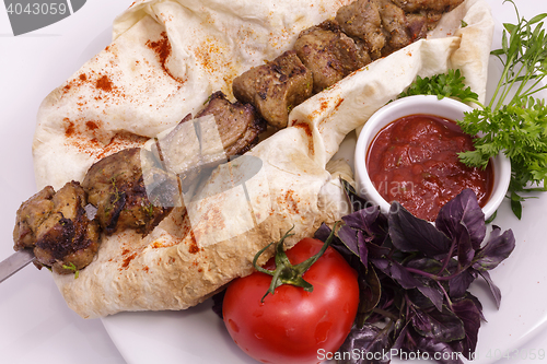 Image of freshly prepared barbecue skewer