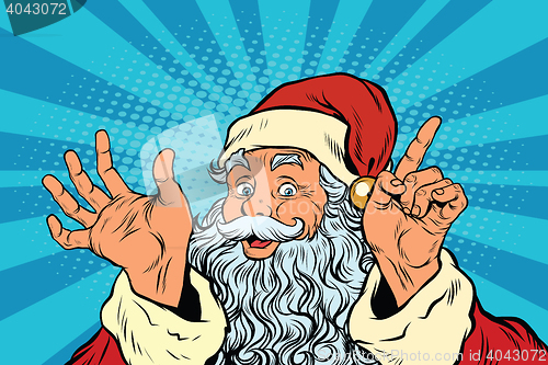 Image of Santa Claus resembles, pop art retro illustration