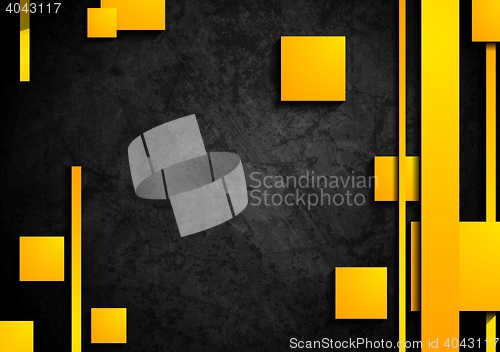 Image of Orange tech elements on dark grunge background