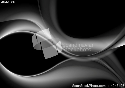Image of Dark abstract monochrome smooth waves background