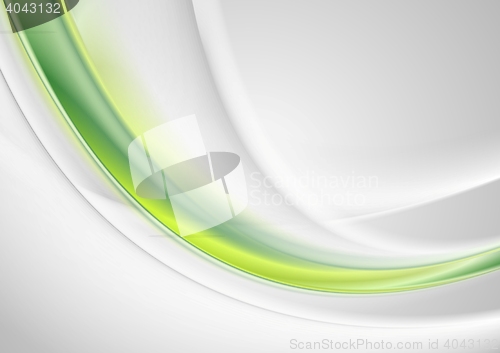 Image of Green and grey abstract smooth waves design