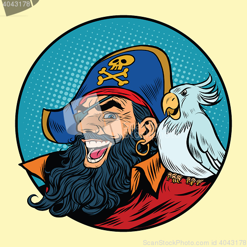 Image of Happy pirate with a parrot on his shoulder