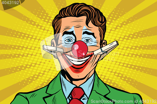 Image of Clown face smile with clothespins