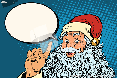 Image of Santa Claus resembles, pop art retro illustration