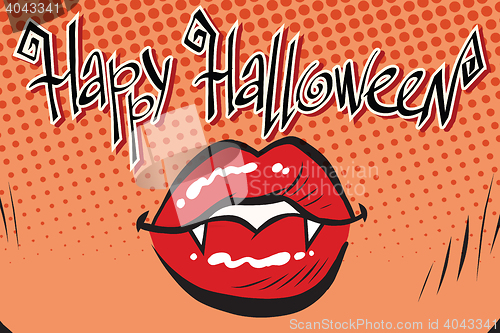 Image of Happy Halloween mouth female vampire