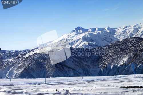 Image of Ski slope in sunny morning