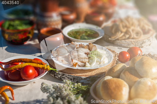 Image of Russian table with food