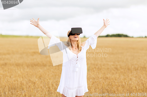 Image of woman in virtual reality headset on cereal field