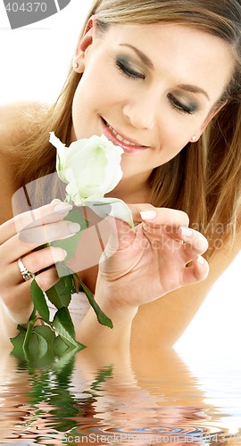 Image of white rose woman in water #2