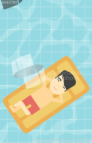 Image of Man relaxing in swimming pool vector illustration.