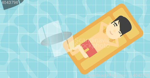 Image of Man relaxing in swimming pool vector illustration.