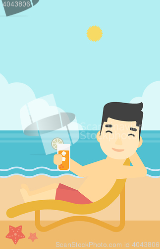 Image of Man sitting in chaise longue vector illustration.