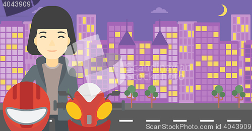 Image of Woman in biker helmet vector illustration.