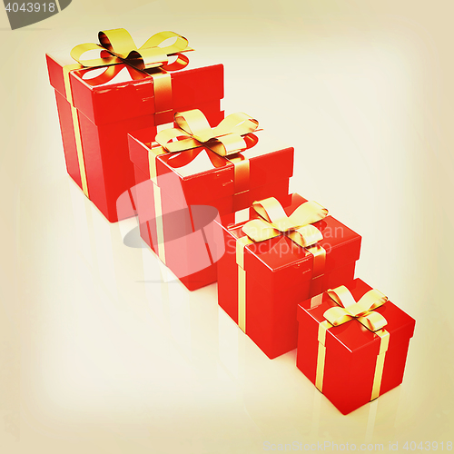 Image of Bright christmas gifts. 3D illustration. Vintage style.