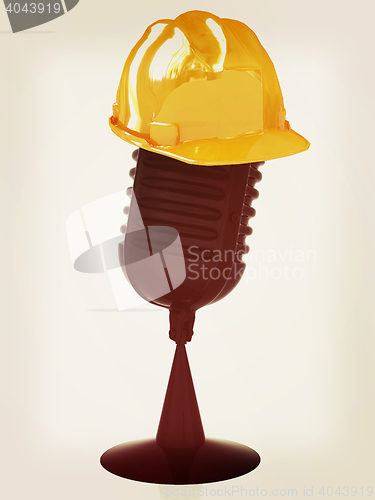 Image of New 3d concept of technology education with microphone and hard 