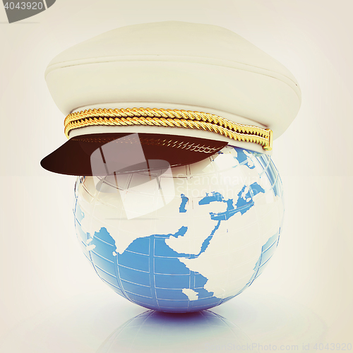 Image of Marine cap on Earth . 3D illustration. Vintage style.