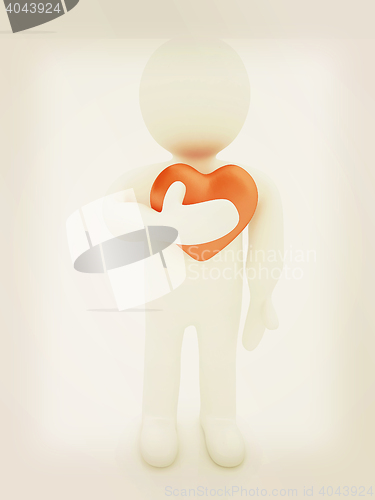 Image of 3d man holding his hand to his heart. Concept: \"From the heart\".