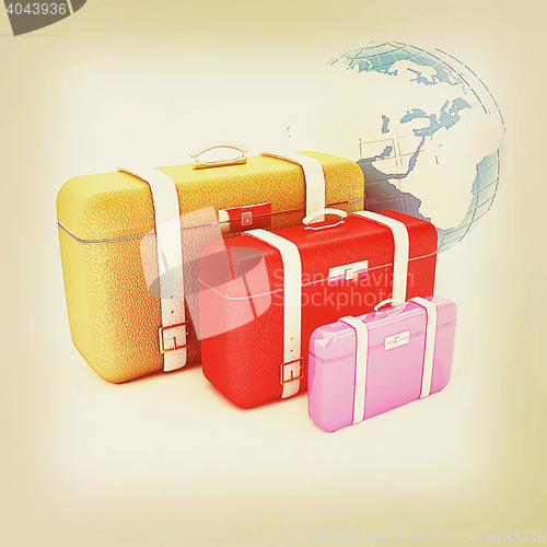 Image of Traveler\'s suitcases. 3D illustration. Vintage style.