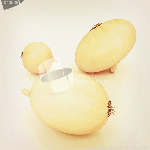 Image of Ripe onion. 3D illustration. Vintage style.