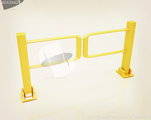 Image of Three-dimensional image of the turnstile. 3D illustration. Vinta