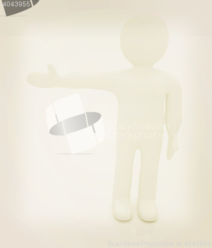 Image of 3d people - man, person presenting - pointing. . 3D illustration
