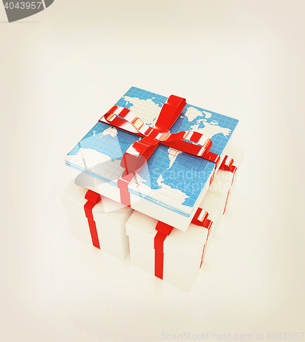 Image of earth for gift on a white background . 3D illustration. Vintage 