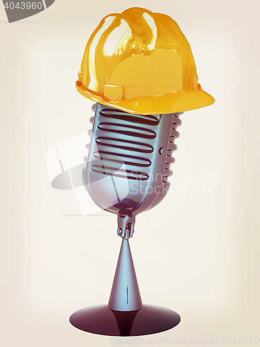 Image of New 3d concept of technology education with microphone and hard 