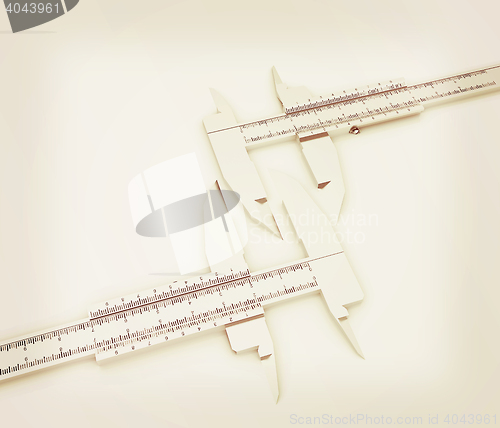 Image of Calipers on a white background. 3D illustration. Vintage style.