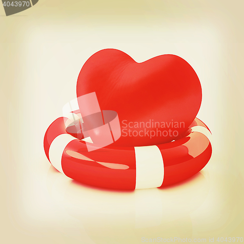 Image of Heart and life belt. Concept of life-saving. 3D illustration. Vi