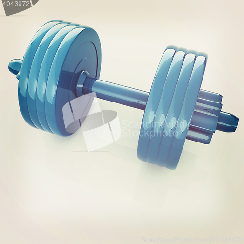 Image of Colorful dumbbells on a white background. 3D illustration. Vinta