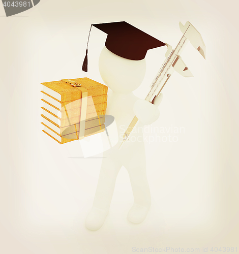 Image of 3d man in graduation hat with the best technical educational lit